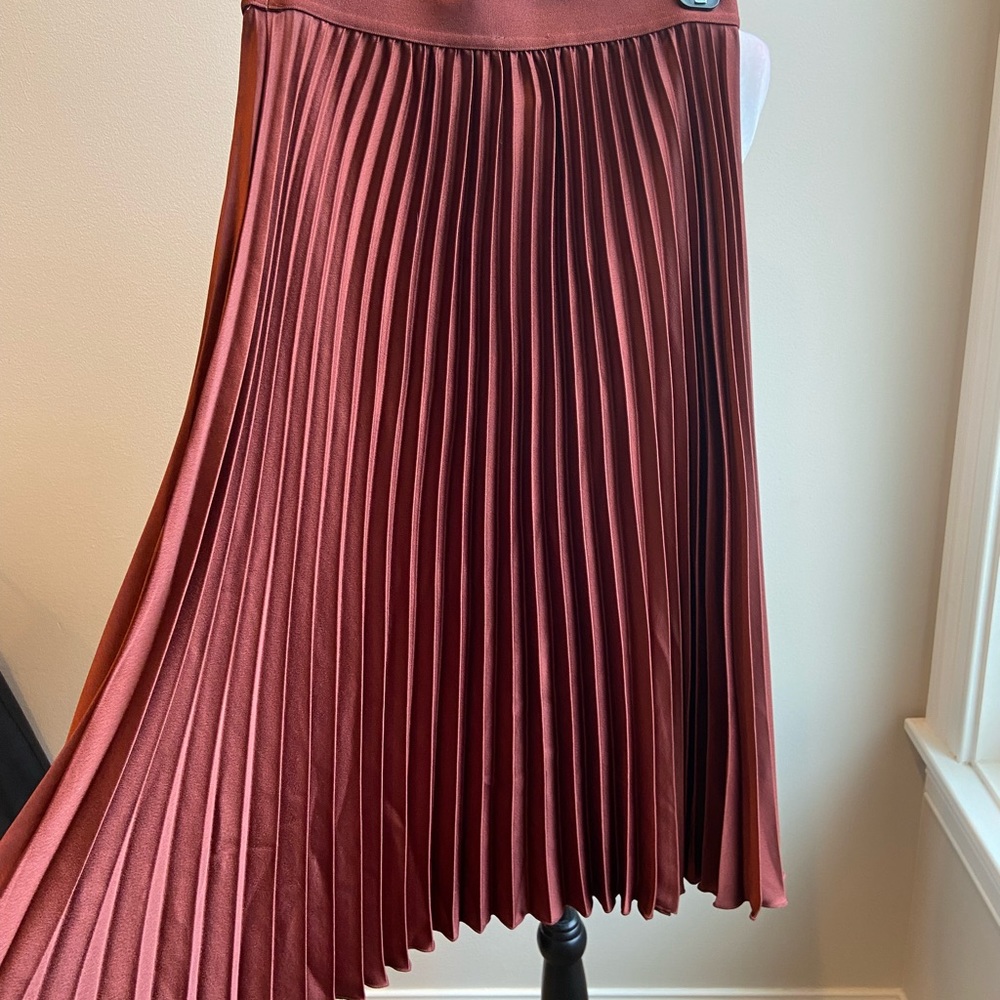 NWT H&M pleated skirt. Rust Burgundy color. Size 6.